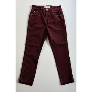 AMO Babe Corduroy Pant Womens 27 (26x26.5) Burgundy Straight Raw‎ Hem Made USA